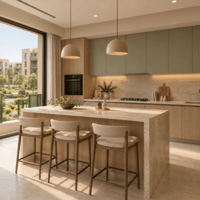 تصور تخيلي المطبخ ضمن شقق سكنية في الرياض — نموذج 602