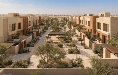 تصور تخيلي الواجهة الخارجية ضمن تاون هاوس في الرياض — نموذج 603