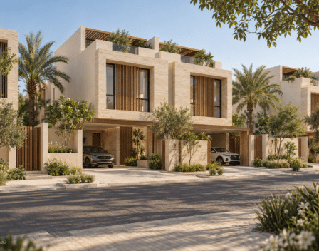تصور تخيلي الواجهة الخارجية ضمن دبلكسات سكنية في جدة — نموذج 605