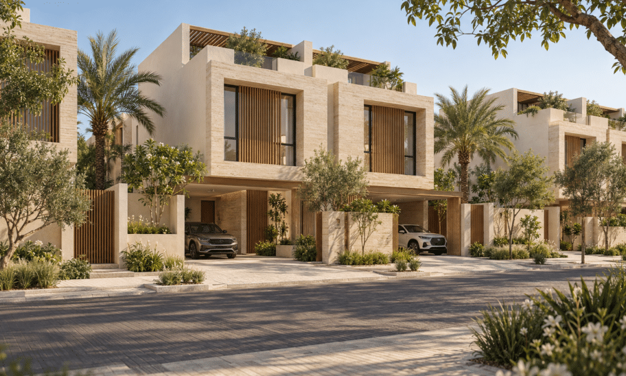 تصور تخيلي الواجهة الخارجية ضمن دبلكسات سكنية في جدة — نموذج 605
