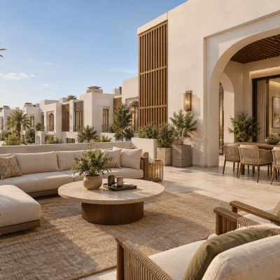 تصور تخيلي التراس العلوي ضمن دبلكسات سكنية في جدة — نموذج 605